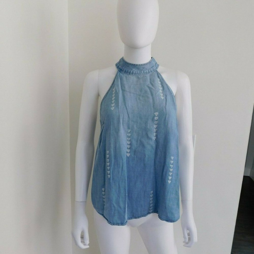 Cloth & Stone Arrow Tencel Chambray Sleeveless Blouse